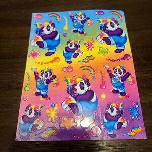 Vintage Lisa Frank‎ Full Sticker Sheet Panda Painter Rainbow S271